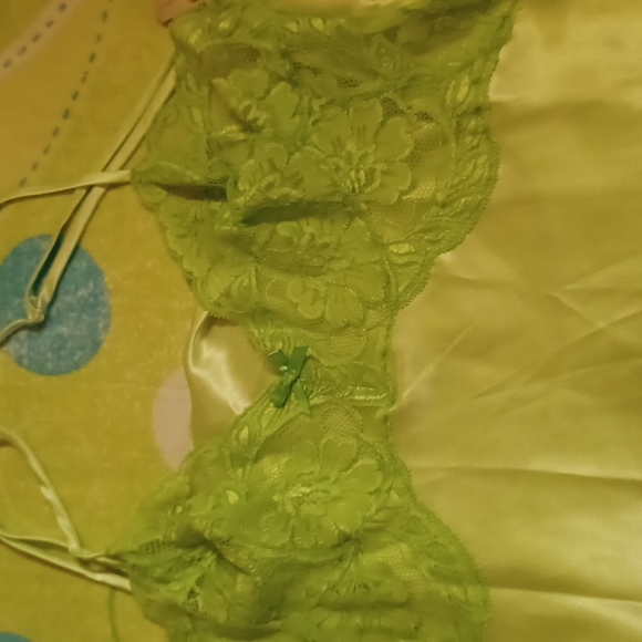 Shirley Of Hollywood Charmeuse & Lace Chemise Gown-Lime Green-Small- NWT - Picture 3 of 8